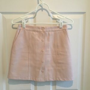 Faux Leather Snap Front Mini Skirt